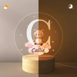 Veilleuse LED Personnalisée avec Initiale et Nom Décoration de Chambre avec Socle en Bois Cadeau Noël Anniversaire Naissance pour Enfant Ma boutique