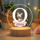 Veilleuse LED Personnalisée avec Initiale et Nom Décoration de Chambre avec Socle en Bois Cadeau Noël Anniversaire Naissance pour Enfant Ma boutique