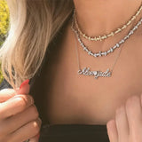Collier personnalisé avec nom en diamant, bijoux avec lettres personnalisées, plaqué or 18 carats, cadeaux de vacances pour femmes, usage quotidien formel Ma boutique