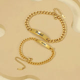 Ensemble de bracelets personnalisés pour couple avec boîte rose, nom personnalisé, barre de date, bijoux pour mari, petit ami, bracelets du jour de Léon pour elle Ma boutique