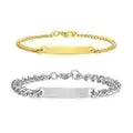 Ensemble de bracelets personnalisés pour couple avec boîte rose, nom personnalisé, barre de date, bijoux pour mari, petit ami, bracelets du jour de Léon pour elle Ma boutique