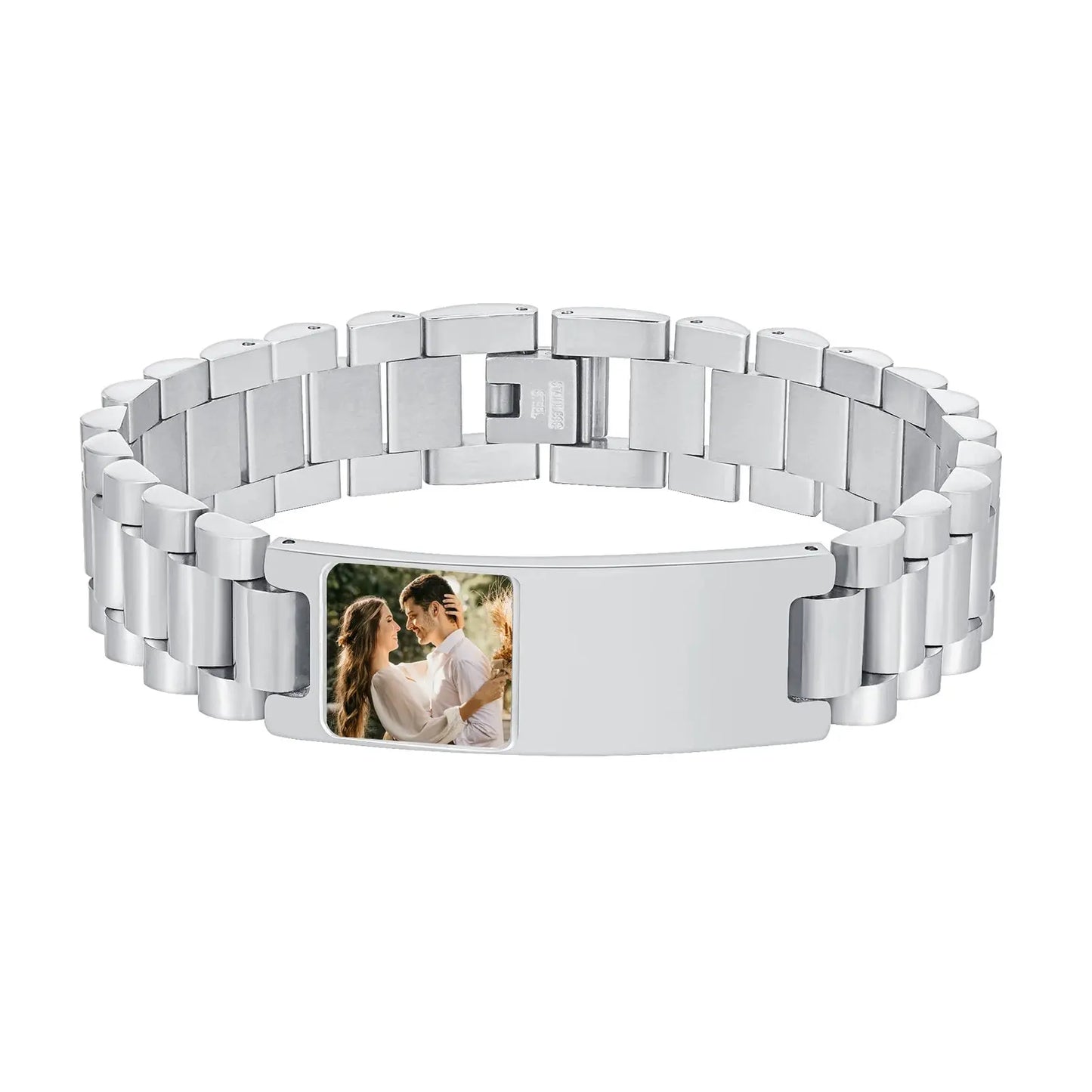 Bracelet en acier inoxydable avec photo personnalisée homme