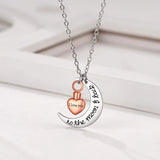 U7 croissant de lune coeur urne collier crémation bijoux pour cendres je t'aime à la lune et au dos Double pendentif à breloque chaîne Rolo Ma boutique