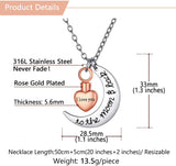 U7 croissant de lune coeur urne collier crémation bijoux pour cendres je t'aime à la lune et au dos Double pendentif à breloque chaîne Rolo Ma boutique