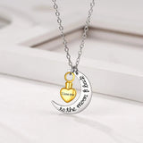 U7 croissant de lune coeur urne collier crémation bijoux pour cendres je t'aime à la lune et au dos Double pendentif à breloque chaîne Rolo Ma boutique