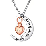 U7 croissant de lune coeur urne collier crémation bijoux pour cendres je t'aime à la lune et au dos Double pendentif à breloque chaîne Rolo Ma boutique