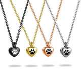 Collier en acier inoxydable, petit cœur avec patte d'animaux de compagnie, breloques pour cendres commémoratives, bijoux pendentif souvenir Ma boutique