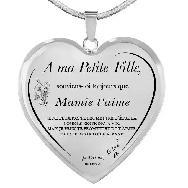 Le Collier Coeur "A ma Petite-Fille Ma boutique