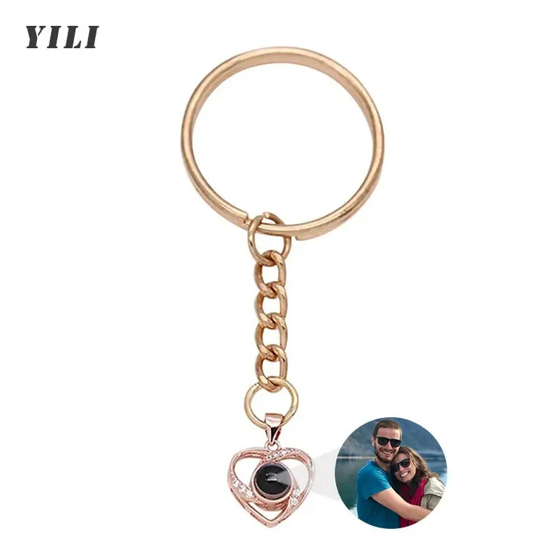 Porte-clés de Projection de Photo personnalisé, porte-clés de Projection de Photo en forme de cœur