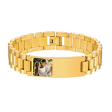 Bracelet en acier inoxydable avec photo personnalisée pour homme, bracelets d'identification, bracelet gravé gratuit Ma boutique