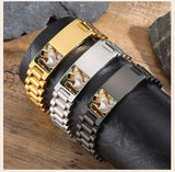 Bracelet en acier inoxydable avec photo personnalisée pour homme, bracelets d'identification, bracelet gravé gratuit Ma boutique