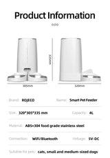 ROJECO-Mangeoire automatique intelligente pour animaux de compagnie, distributeur de nourriture pour chat, distributeur de croquettes, télécommande, bouton WiFi, accessoires pour chats et chiens Ma boutique