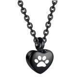 Collier en acier inoxydable, petit cœur avec patte d'animaux de compagnie, breloques pour cendres commémoratives, bijoux pendentif souvenir Ma boutique