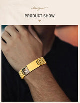 Bracelet en acier inoxydable avec photo personnalisée pour homme, bracelets d'identification, bracelet gravé gratuit Ma boutique