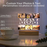Lampe acrylique 3D personnalisée avec photo et texte, veilleuse personnalisée pour chambre à coucher, maman, papa, amour, famille, anniversaire, cadeau de Noël Ma boutique