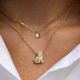 Collier en acier inoxydable pour chiot, pendentif en diamant pour chien, corrida, corgi, caniche, chaîne de clavicule à retention de couleur plaquée or Ma boutique
