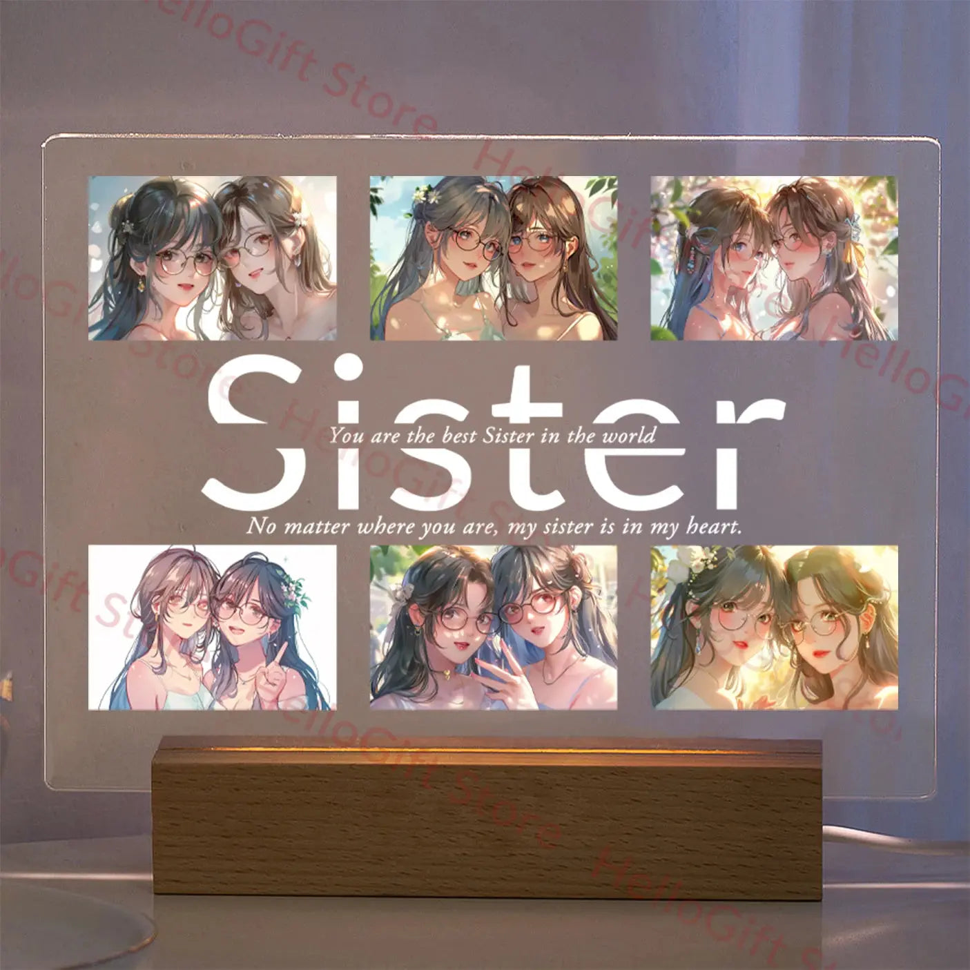 Lampe acrylique 3D personnalisée avec photo et texte, veilleuse personnalisée pour chambre à coucher, maman, papa, amour, famille, anniversaire, cadeau de Noël Ma boutique