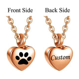 Collier en acier inoxydable, petit cœur avec patte d'animaux de compagnie, breloques pour cendres commémoratives, bijoux pendentif souvenir Ma boutique