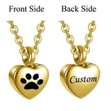 Collier en acier inoxydable, petit cœur avec patte d'animaux de compagnie, breloques pour cendres commémoratives, bijoux pendentif souvenir Ma boutique