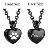 Collier en acier inoxydable, petit cœur avec patte d'animaux de compagnie, breloques pour cendres commémoratives, bijoux pendentif souvenir Ma boutique