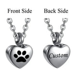Collier en acier inoxydable, petit cœur avec patte d'animaux de compagnie, breloques pour cendres commémoratives, bijoux pendentif souvenir Ma boutique