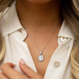 U7 925 argent Sterling personnalisé Photo ovale médaillon collier pour les femmes personnalisé graver fleur votre photo bijoux cadeau pour elle Ma boutique