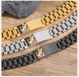 Bracelet en acier inoxydable avec photo personnalisée pour homme, bracelets d'identification, bracelet gravé gratuit Ma boutique