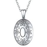 U7 925 argent Sterling personnalisé Photo ovale médaillon collier pour les femmes personnalisé graver fleur votre photo bijoux cadeau pour elle Ma boutique