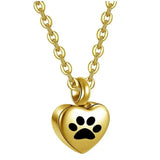 Collier en acier inoxydable, petit cœur avec patte d'animaux de compagnie, breloques pour cendres commémoratives, bijoux pendentif souvenir Ma boutique