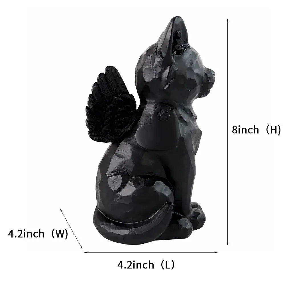 Statue de jardin commémorative d'ange chat noir personnalisé avec caractéristiques d'urne funéraire, 7.4 po (H) Ma boutique