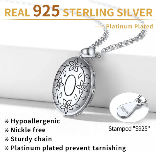 U7 925 argent Sterling personnalisé Photo ovale médaillon collier pour les femmes personnalisé graver fleur votre photo bijoux cadeau pour elle