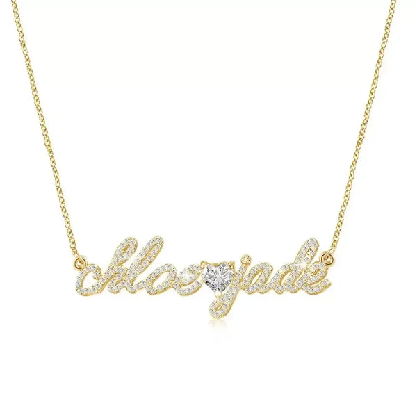 Collier personnalisé avec nom en diamant, bijoux avec lettres personnalisées, plaqué or 18 carats, cadeaux de vacances pour femmes, usage quotidien formel Ma boutique