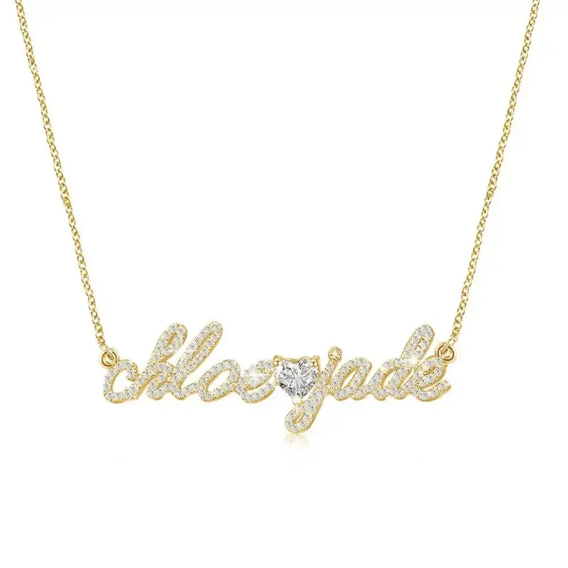 Collier personnalisé avec nom en diamant, bijoux avec lettres personnalisées, plaqué or 18 carats, cadeaux de vacances pour femmes, usage quotidien formel Ma boutique