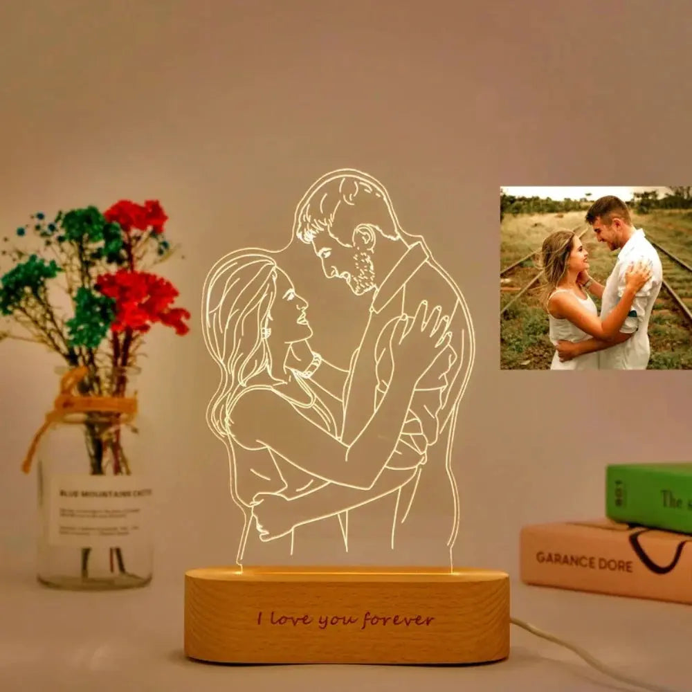 cadeau couple personnalise lampe lumineuse photo