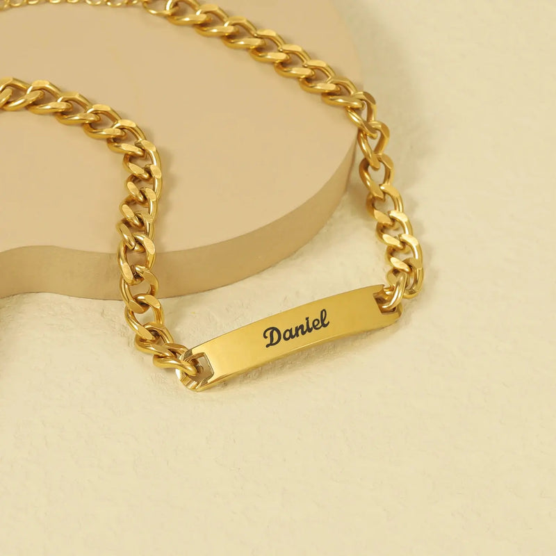 Ensemble de bracelets personnalisés pour couple avec boîte rose, nom personnalisé, barre de date, bijoux pour mari, petit ami, bracelets du jour de Léon pour elle Ma boutique