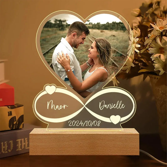 Anniversaire Femmes Hommes Couples Cadeaux Photo personnalisée Cadre d'amour Plaque acrylique personnalisée Cadeaux de Saint-Valentin pour lui et elle