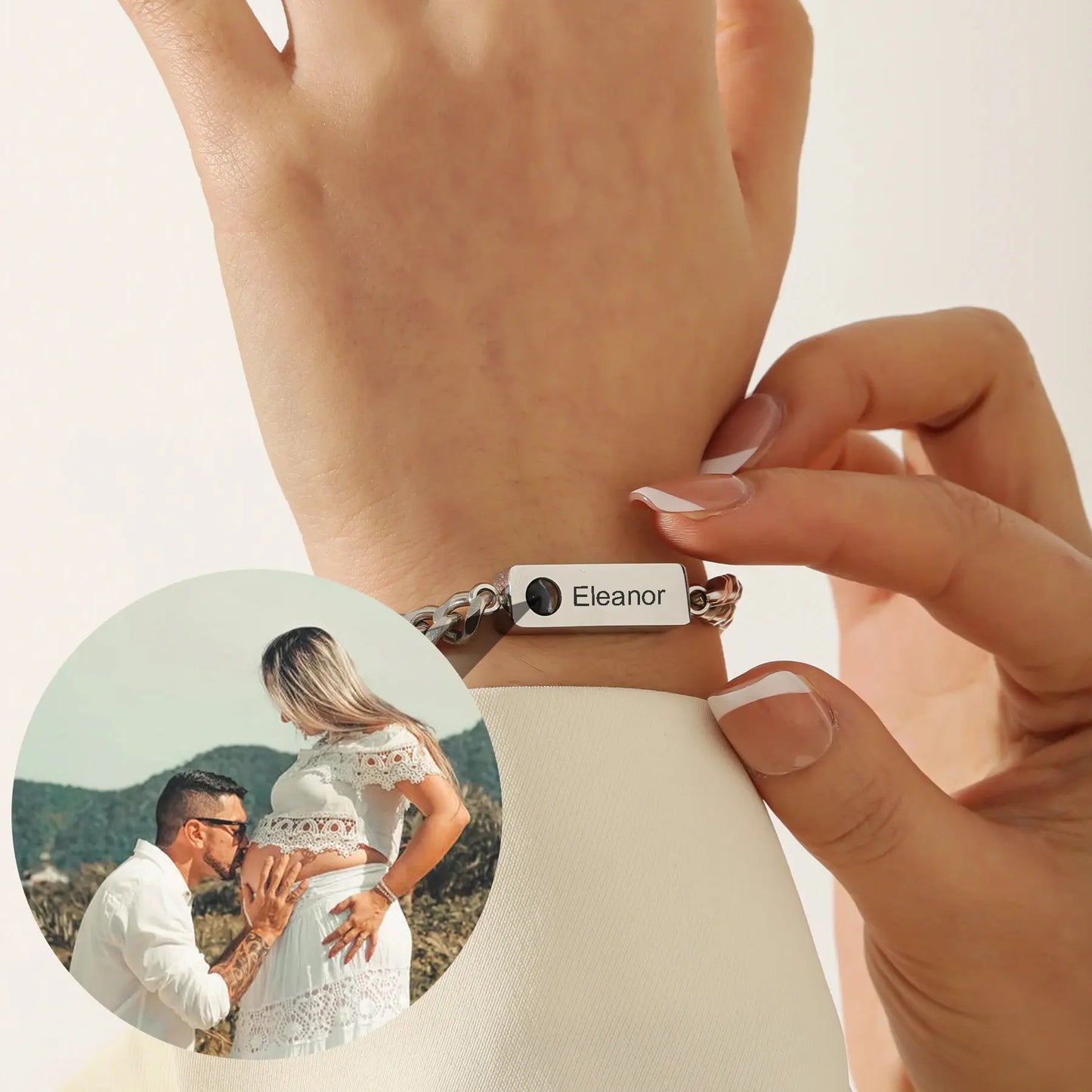 Bracelet Photo de Projection personnalisé, pendentif avec nom personnalisé, Photo de Couple, cadeau d'anniversaire pour petit ami et mari Ma boutique