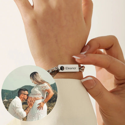 Bracelet Photo de Projection personnalisé, pendentif avec nom personnalisé, Photo de Couple, cadeau d'anniversaire pour petit ami et mari Ma boutique