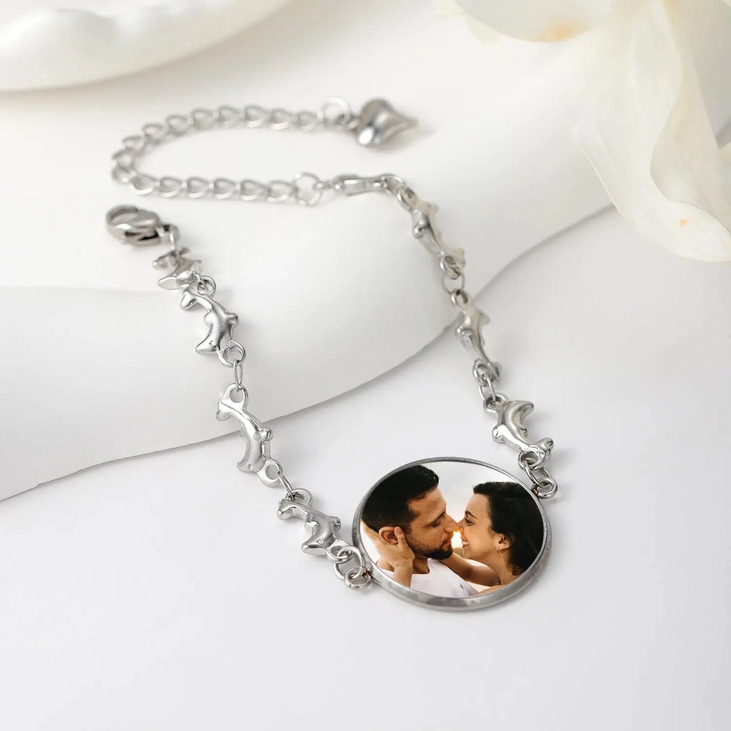 Bracelet Photo de dauphin personnalisable, Bracelet à breloques de dauphin personnalisé, Bracelet Photo personnalisé, Bracelet de souvenirs spéciaux