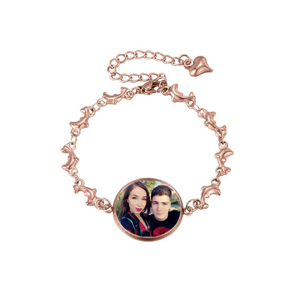 Bracelet Photo de dauphin personnalisable, Bracelet à breloques de dauphin personnalisé, Bracelet Photo personnalisé