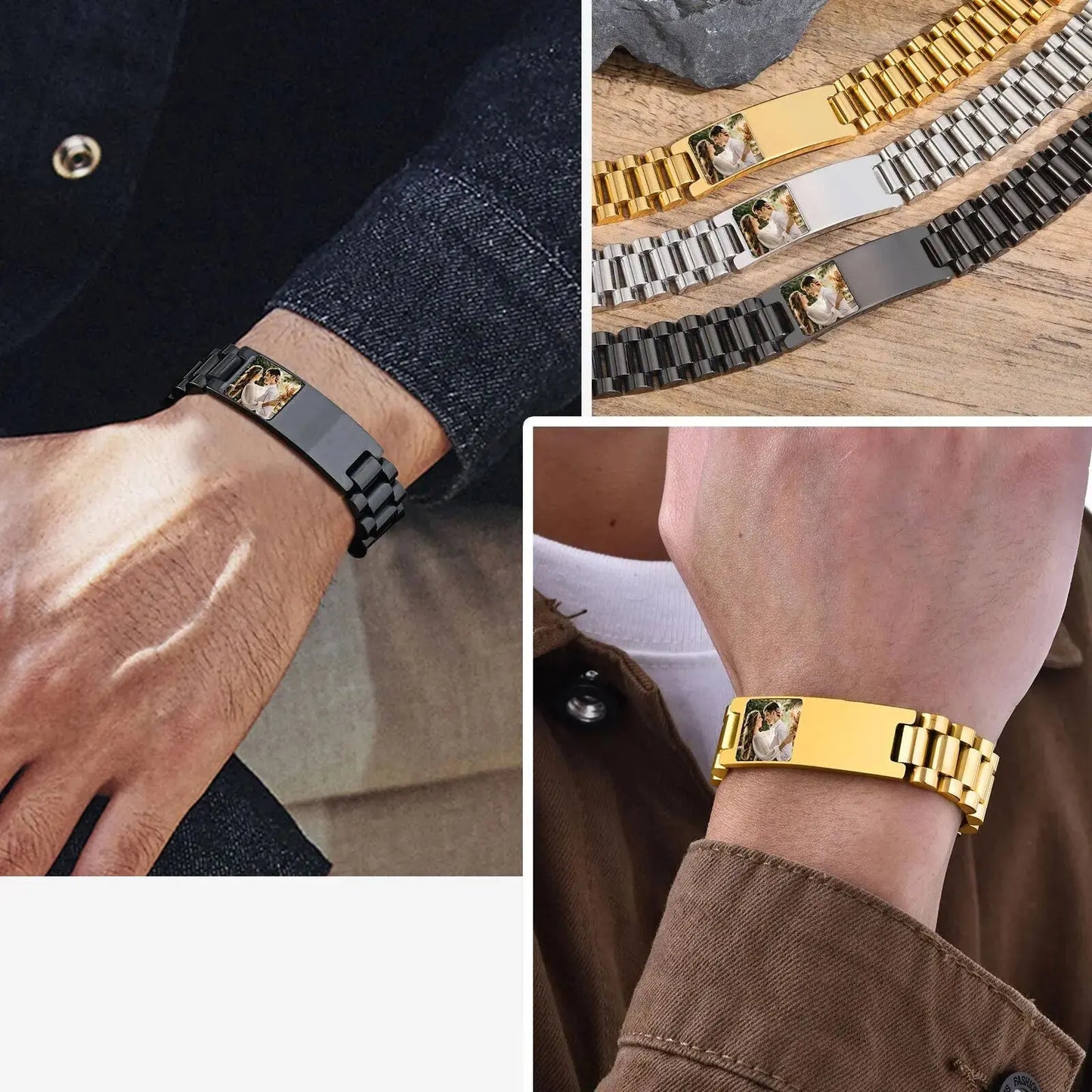 Bracelet en acier inoxydable avec photo personnalisée