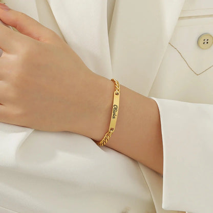 Ensemble de bracelets personnalisés pour couple avec boîte rose, nom personnalisé, barre de date, bijoux pour mari, petit ami, bracelets du jour de Léon pour elle Ma boutique