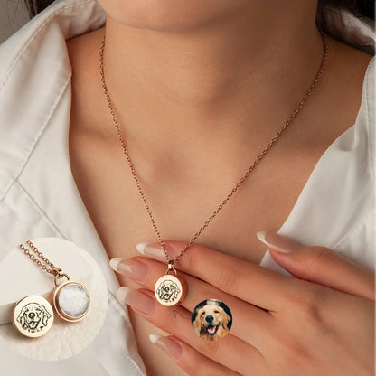 Collier commémoratif de portrait d'animal familier personnalisé, collier commémoratif de fourrure d'animal familier, photo gravée de chien, bijoux de chat, cadeau de perte d'animal familier pour elle Ma boutique