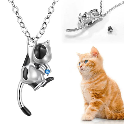 Collier d'urne de crémation de bijoux de chat, pendentif d'urne de Keepplex, bijoux commémoratifs, cendres pour animaux de compagnie, funérailles Ma boutique