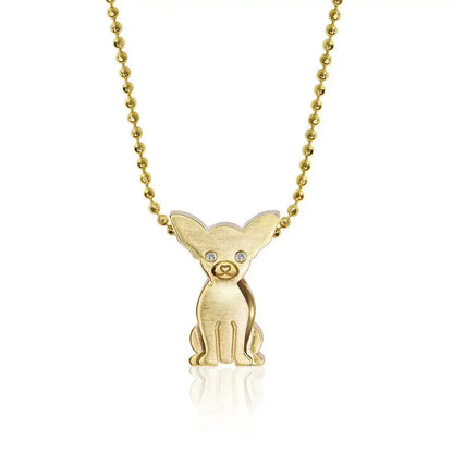 Collier en acier inoxydable pour chiot, pendentif en diamant pour chien, corrida, corgi, caniche, chaîne de clavicule à retention de couleur plaquée or