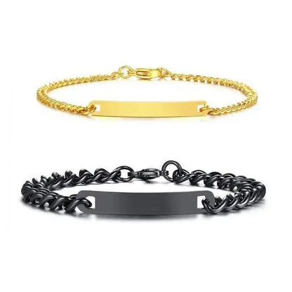 Ensemble de bracelets personnalisés pour couple avec boîte rose, nom personnalisé, barre de date, bijoux pour mari, petit ami, bracelets du jour de Léon pour elle Ma boutique