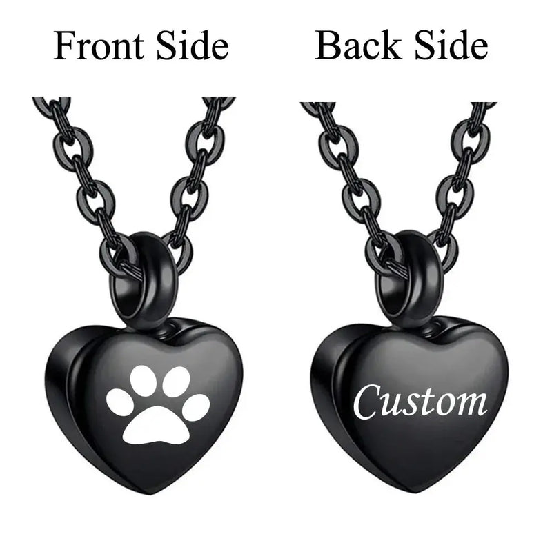 Collier en acier inoxydable, petit cœur avec patte d'animaux de compagnie, breloques pour cendres commémoratives, bijoux pendentif souvenir Ma boutique