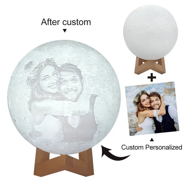 Lampe lunaire imprimée en 3D, texte Photo personnalisé, veilleuse USB personnalisée, anniversaire, fête des mères, saint-valentin, vacances, cadeau lunaire Ma boutique