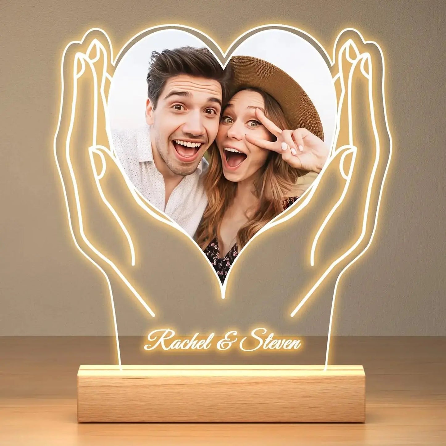 Lampe Personnalisée avec Photo et Texte de Léon, Veilleuse pour Femmes et Hommes, Cadeaux d'Anniversaire et de Mariage pour Couples Ma boutique