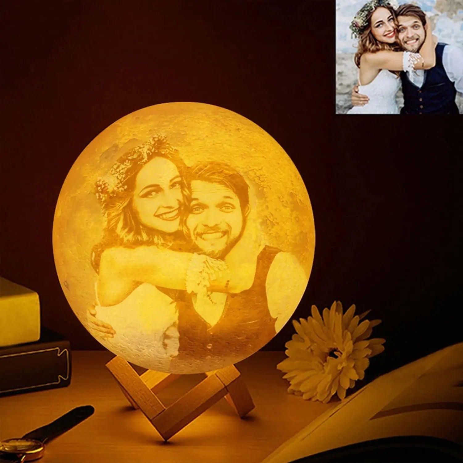 Lampe lunaire imprimée en 3D, texte Photo personnalisé, veilleuse USB personnalisée, anniversaire, fête des mères, saint-valentin, vacances